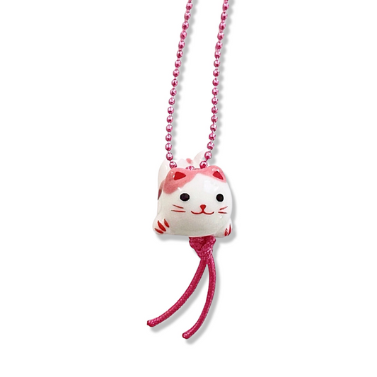 DeLuxe Pop Cutie Porcelain Kitty Necklace Pink