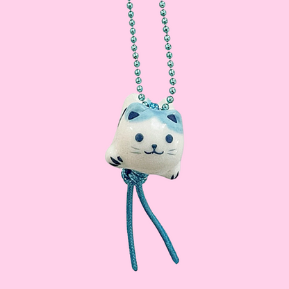 DeLuxe Pop Cutie Porcelain Kitty Necklace Blue