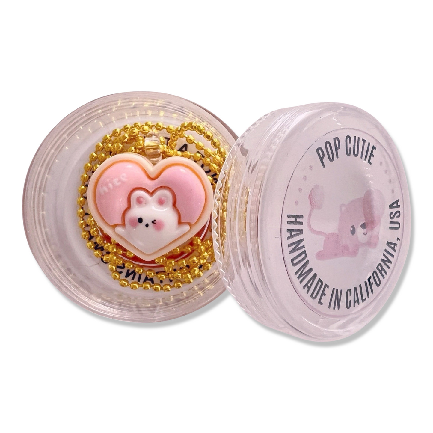 Pop Cutie Bunny Love Heart Necklace - Handmade - Valentines