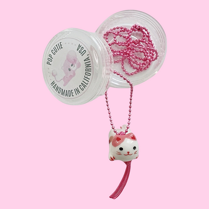DeLuxe Pop Cutie Porcelain Kitty Necklace Pink